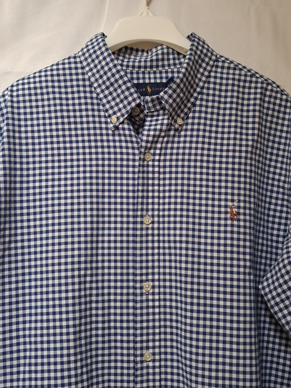 Polo Ralph‎ Lauren Men'sXXL TTG Blue White Gingham Button Down Shirt Long Sleeve - Picture 2 of 6
